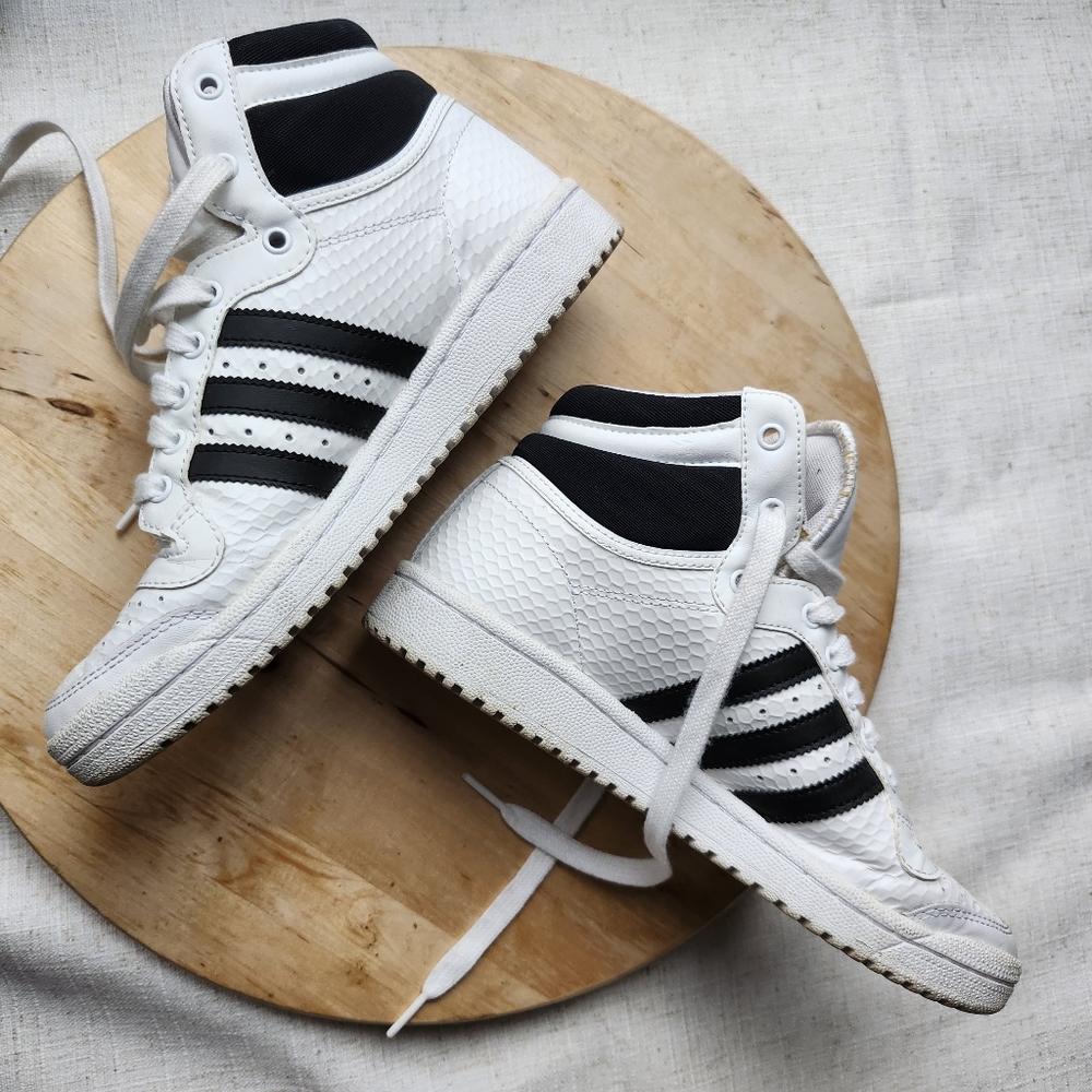 adidas White and Black High-Top Sneakers